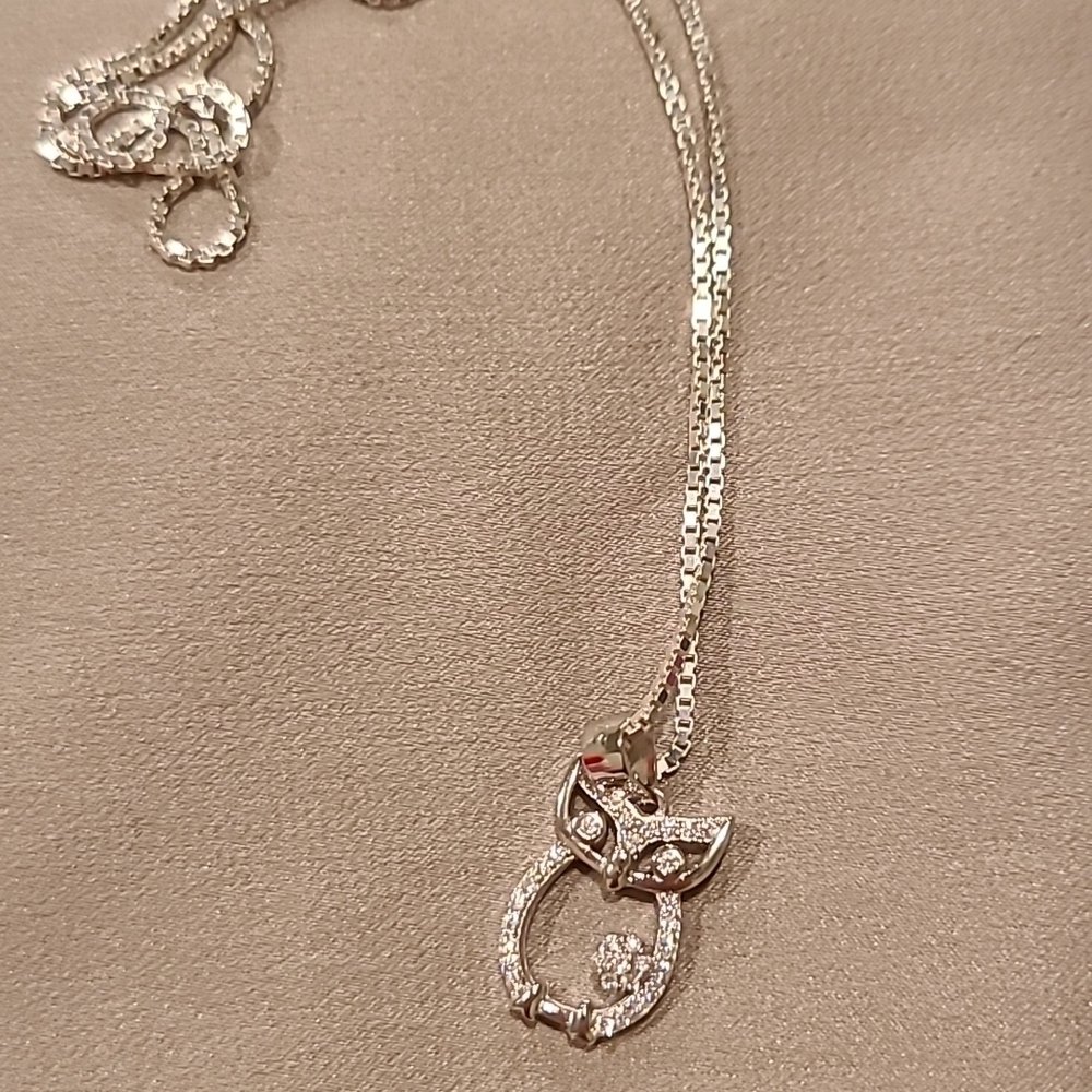 Owl necklace Cubic zirconia sterling silver - Picture 4 of 4